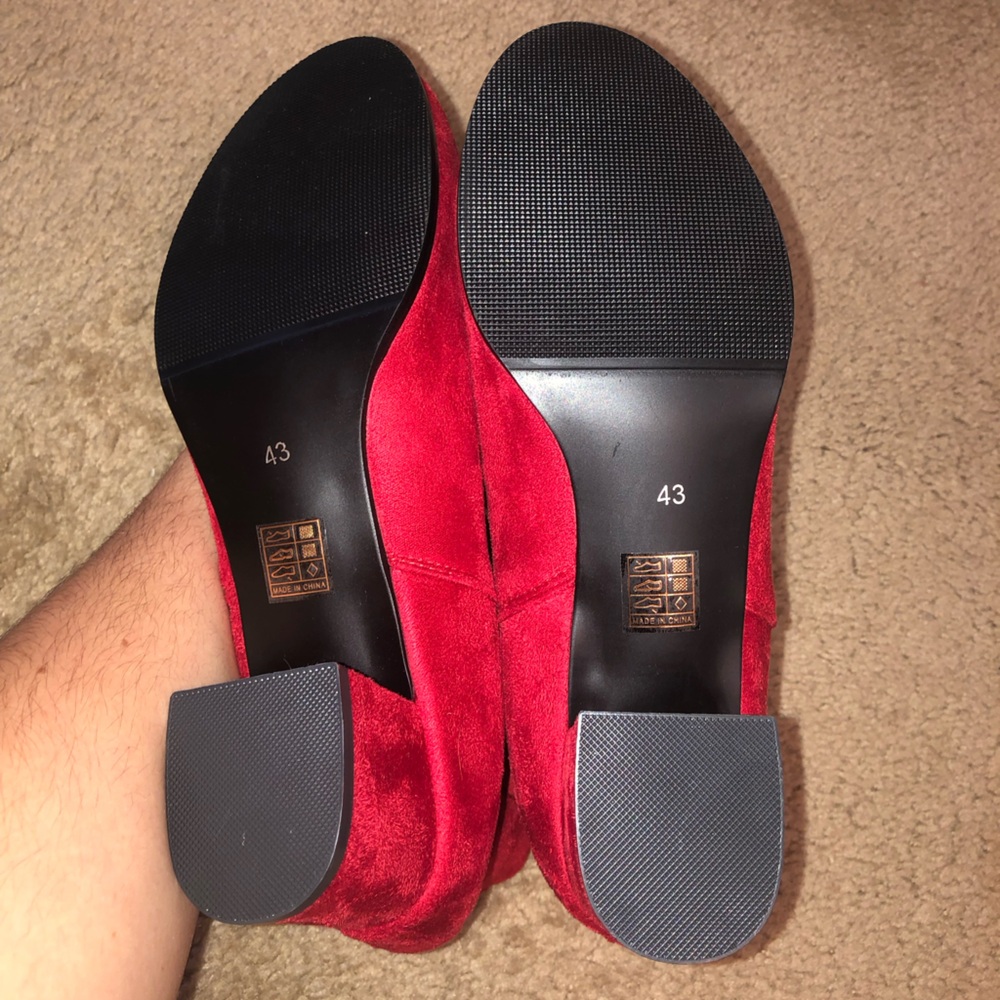 Red Suede Ankle Boots - Picture 6 of 9
